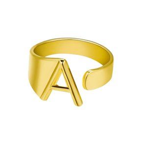 Chunky Wide Hollow A Letter Initial Gold Ring